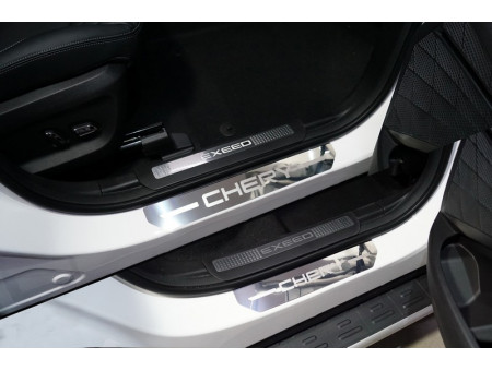 Накладки на пороги (лист зеркальный надпись Chery) 4шт